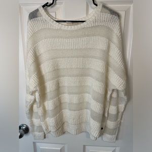 Roxy Cable Knit Crewneck Sweater Cotton Blend White Size XL
